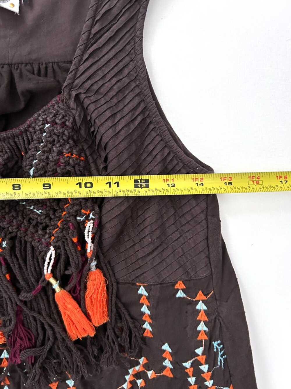 Anthropologie Akemi + Kin Embroidered Boho Tank Top Tassel Size S - Picture 8 of 9